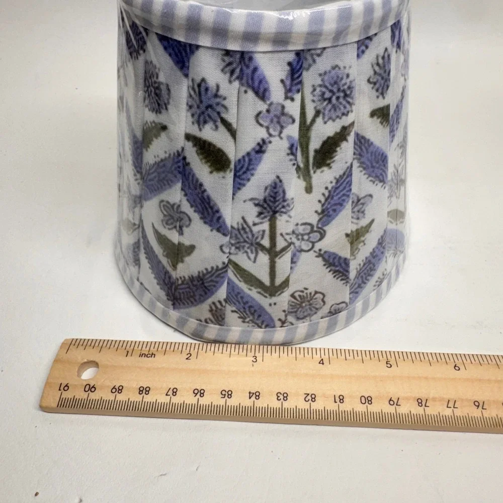 Ridhi Floral Pleated Lampshades Set of‎ 2 Blue White Grandmillennial Coastal